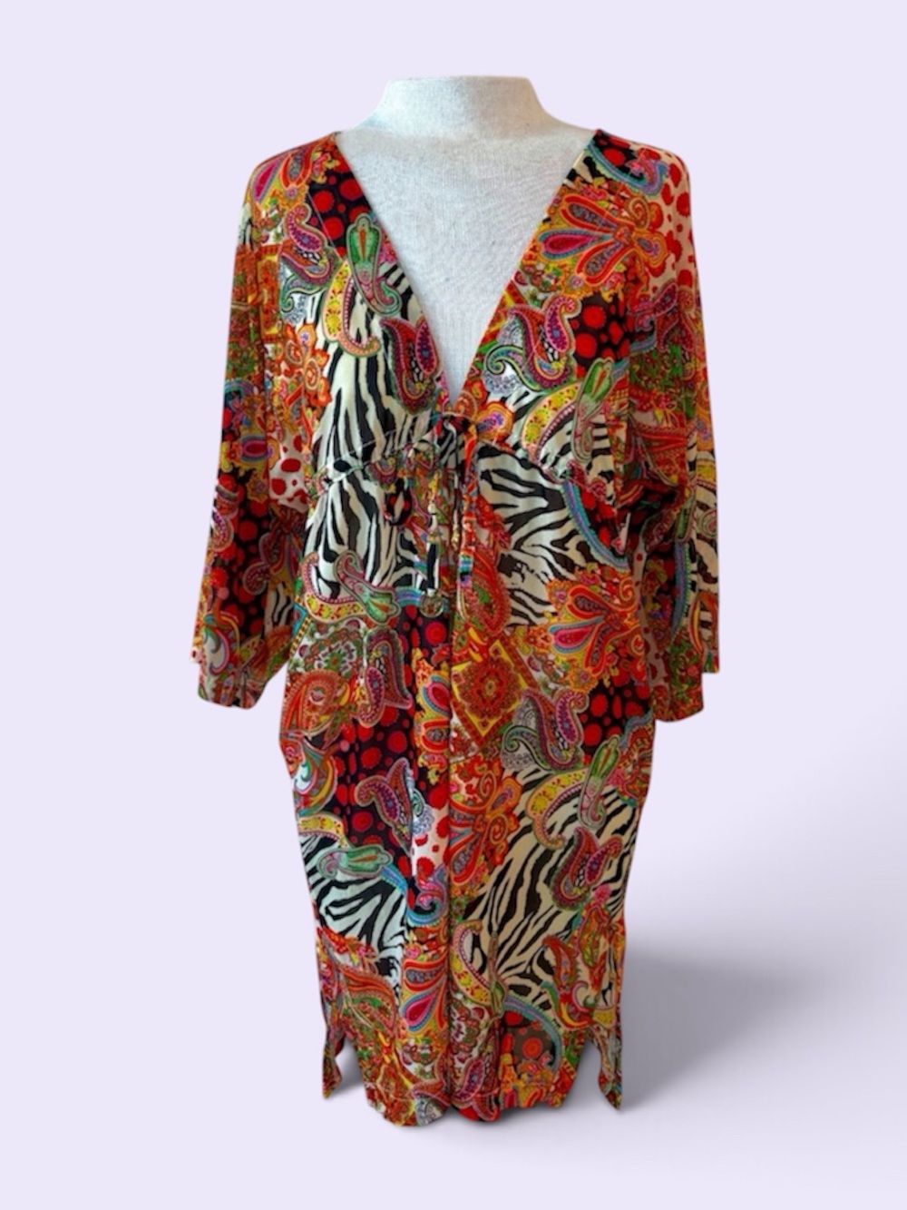 Luli Fama Dress Colorful Zebra Beachy Swim Coverup